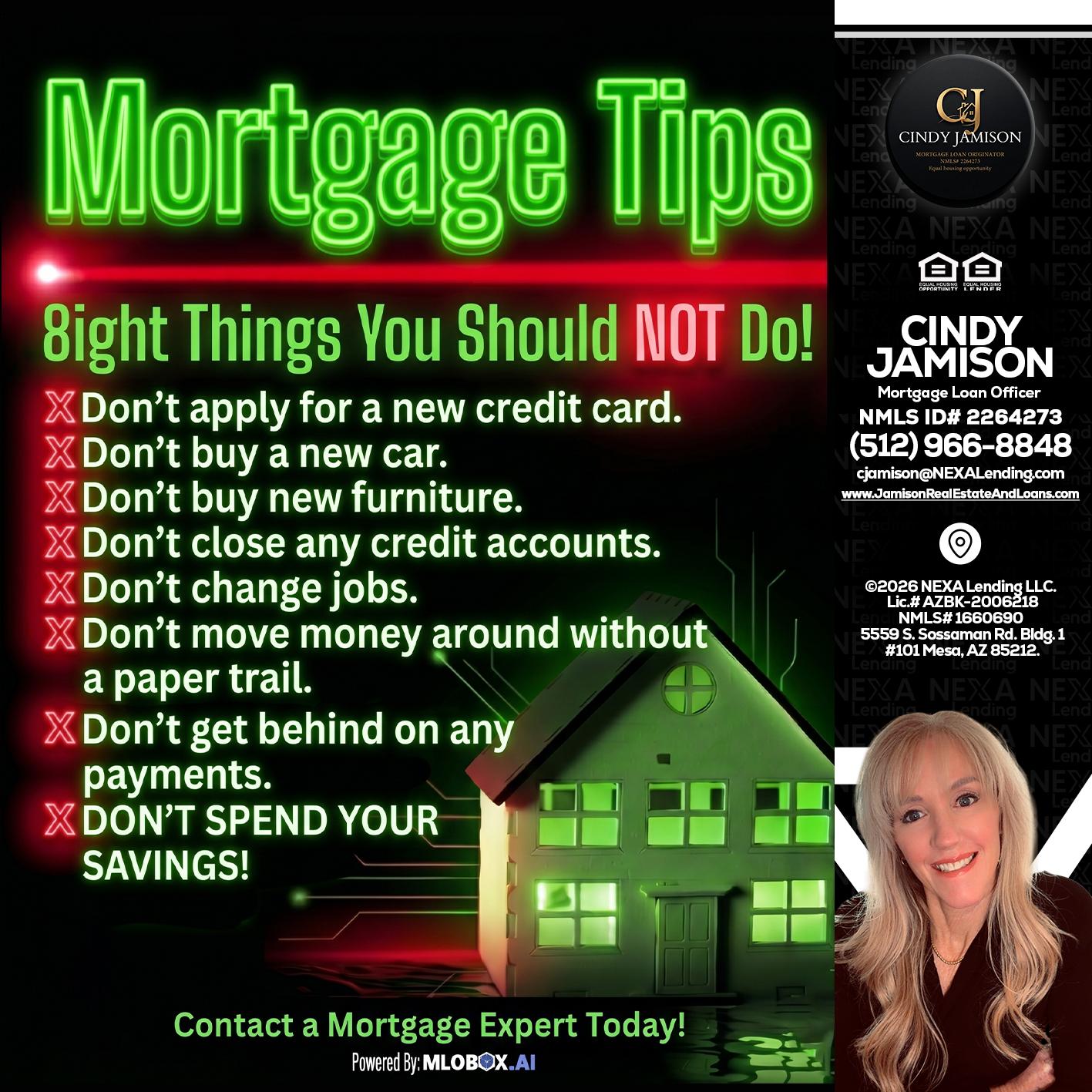 Mortgage Tips at your Door - Cindy Jamison -Mortgage Loan Officer