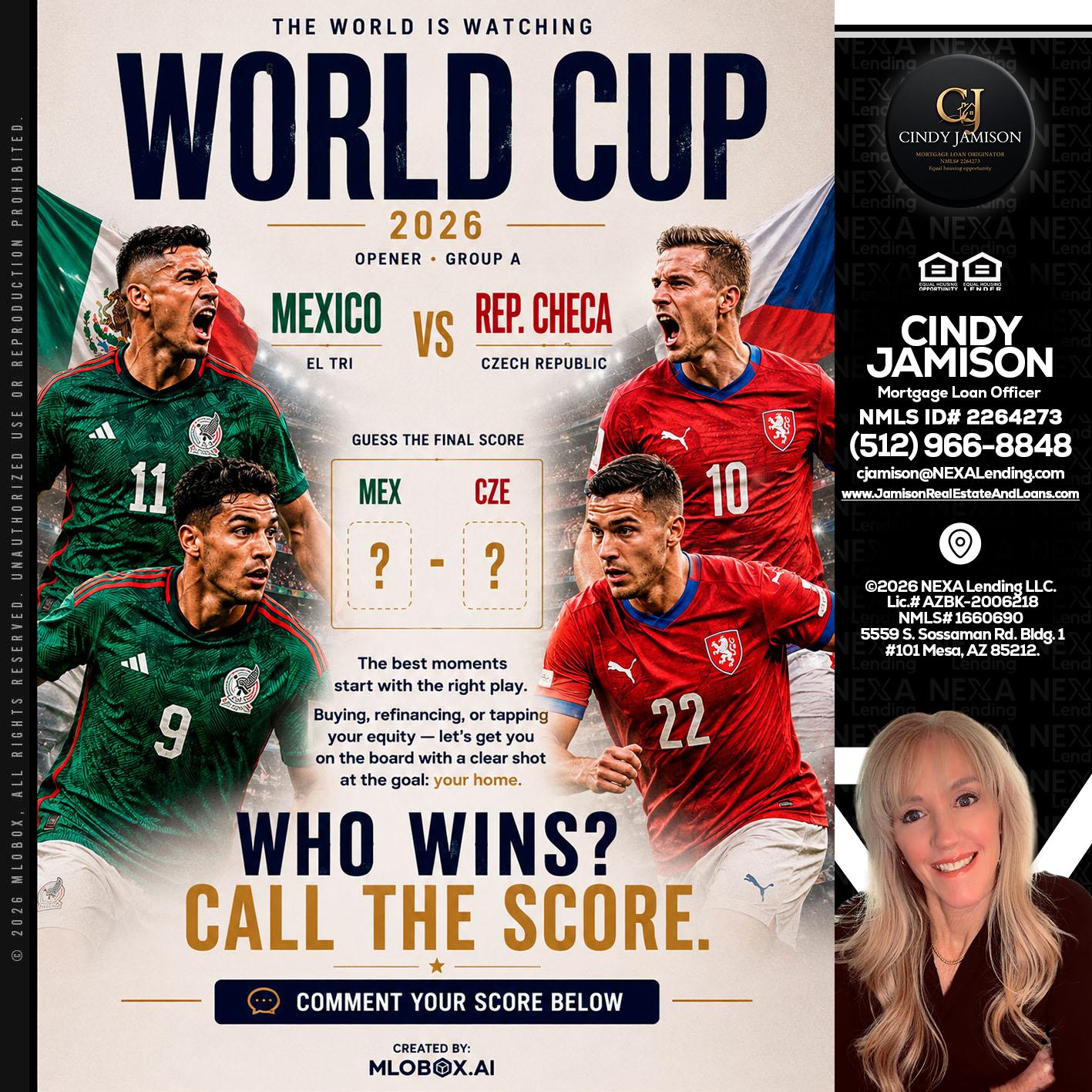 WORLD CUP 2026 - Cindy Jamison -Mortgage Loan Officer