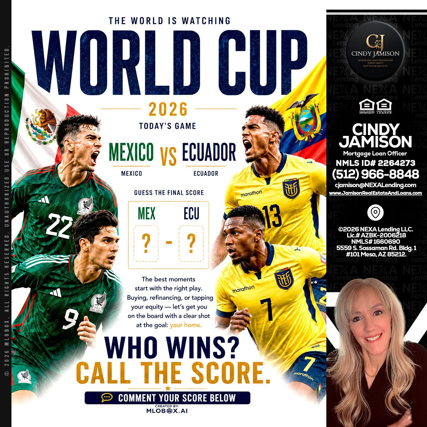 WORLD CUP 2026 - Cindy Jamison -Mortgage Loan Officer