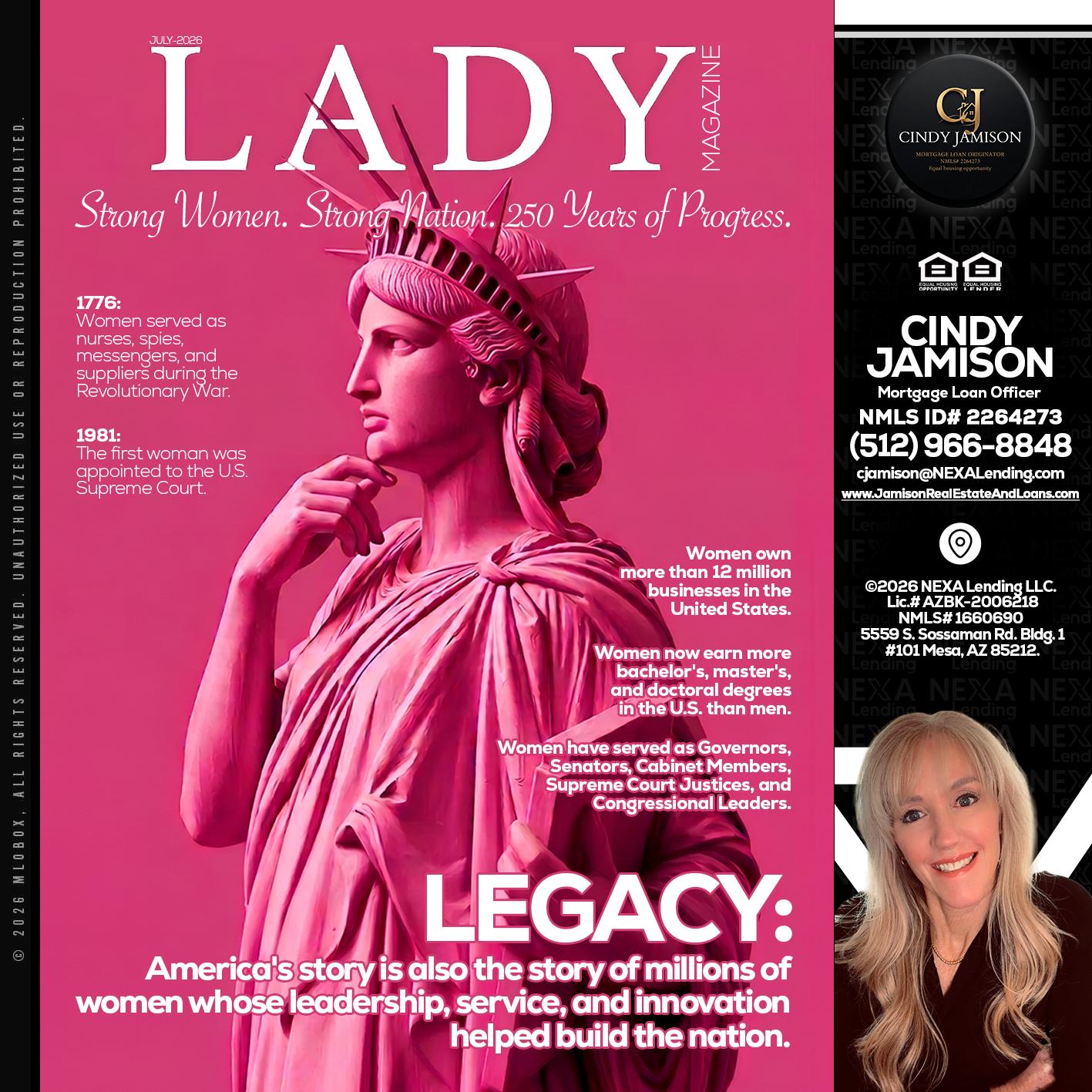 LADY LIBERTY! - Cindy Jamison -Mortgage Loan Officer