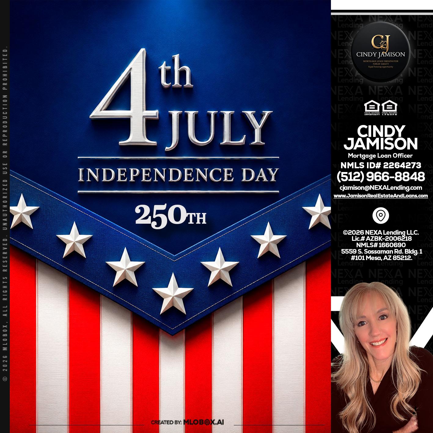 4th of july - Cindy Jamison -Mortgage Loan Officer