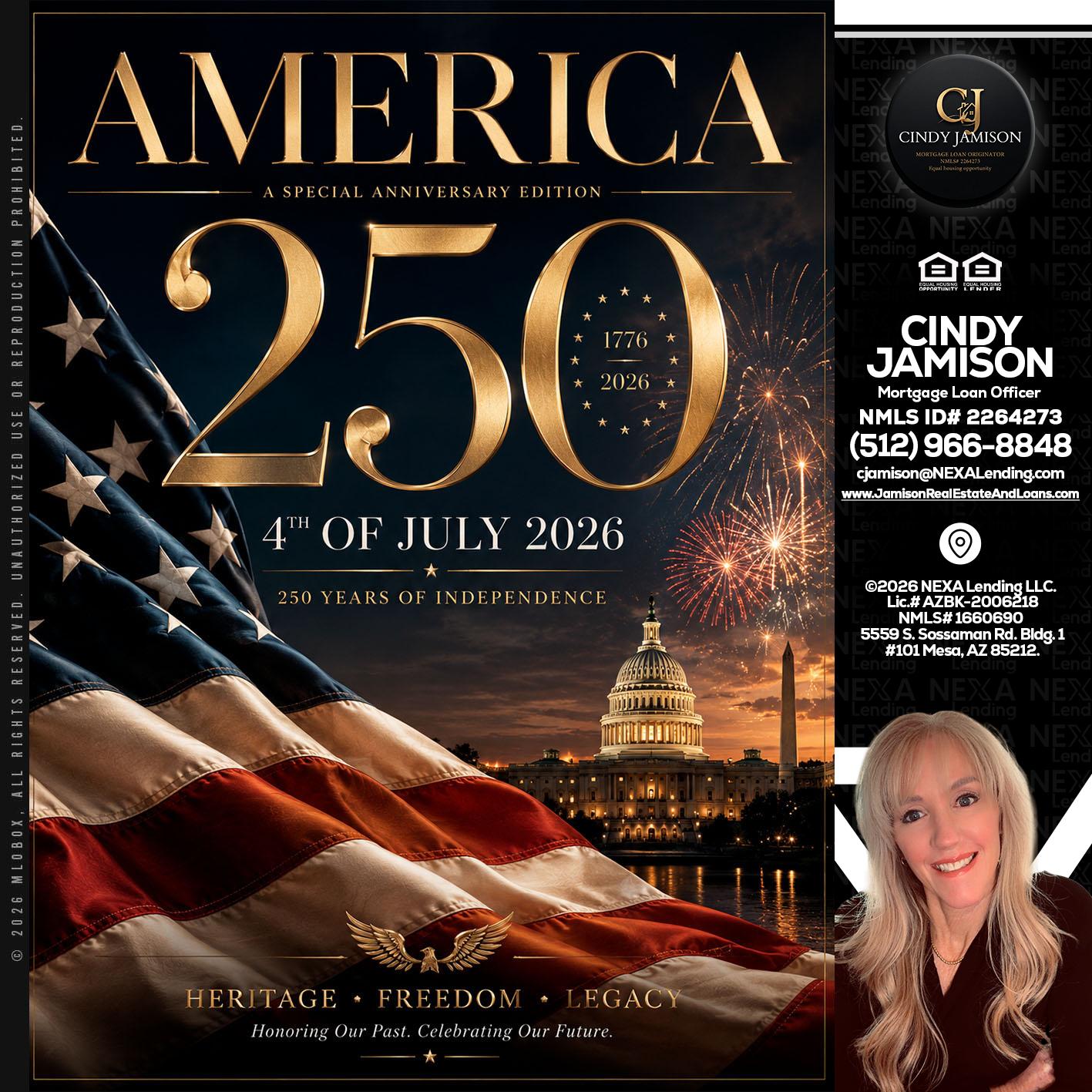 AMERICA 250 TH - Cindy Jamison -Mortgage Loan Officer