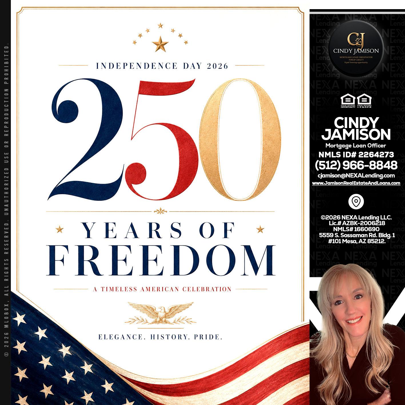250 YEARS - Cindy Jamison -Mortgage Loan Officer